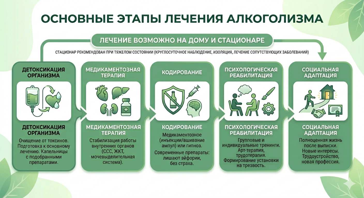 Полный курс лечения алкоголизма: от детоксикации до социальной адаптации
